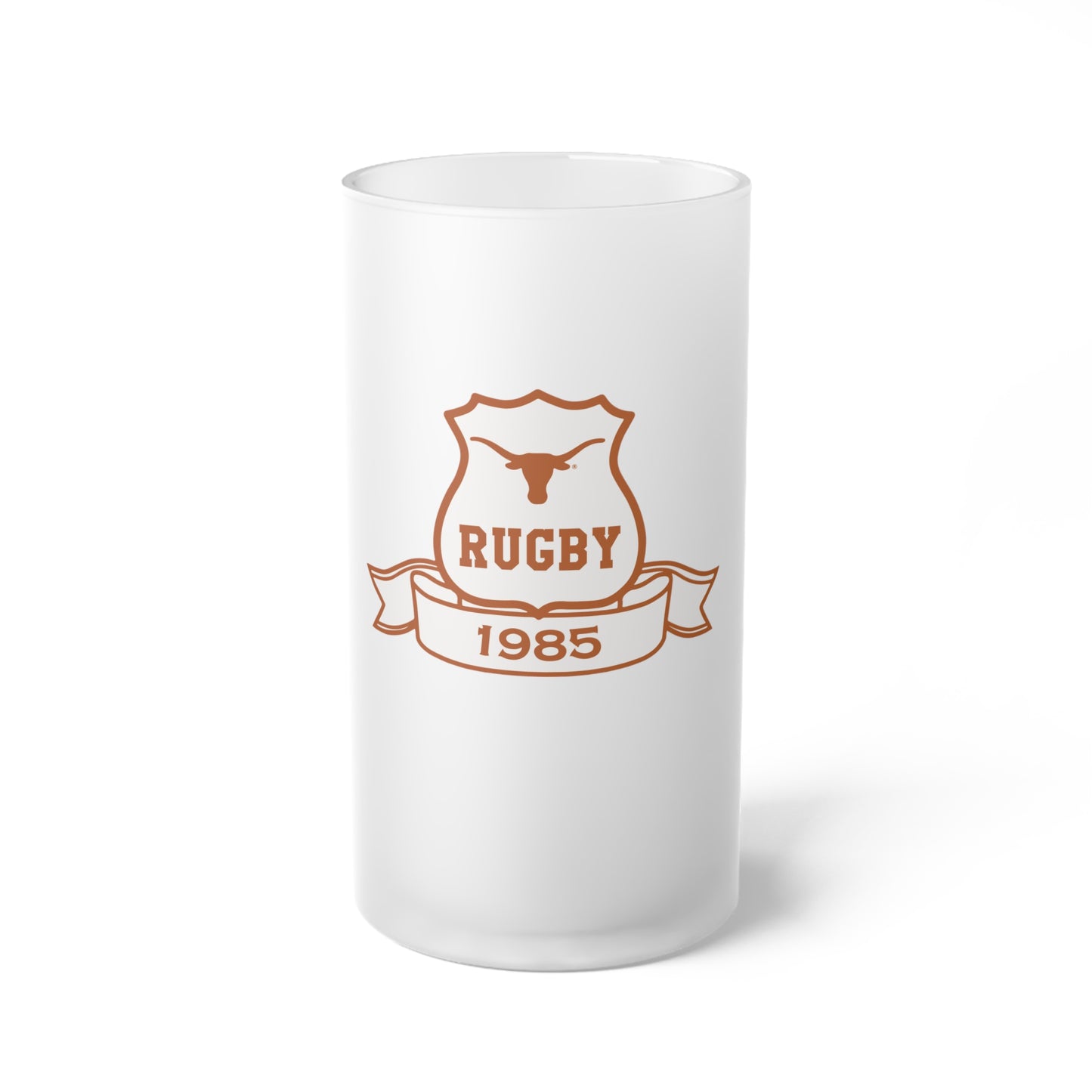 Frosted Glass Beer Mug with Rugby Design - Perfect for Sports Fans and Celebrations
