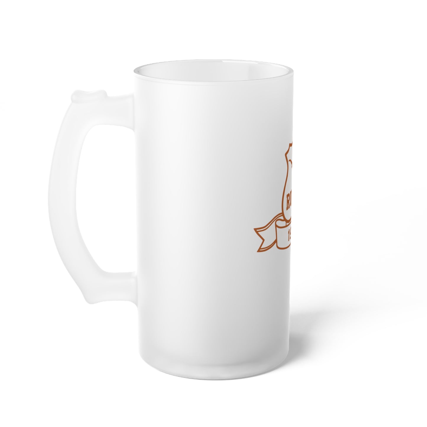 Frosted Glass Beer Mug with Rugby Design - Perfect for Sports Fans and Celebrations