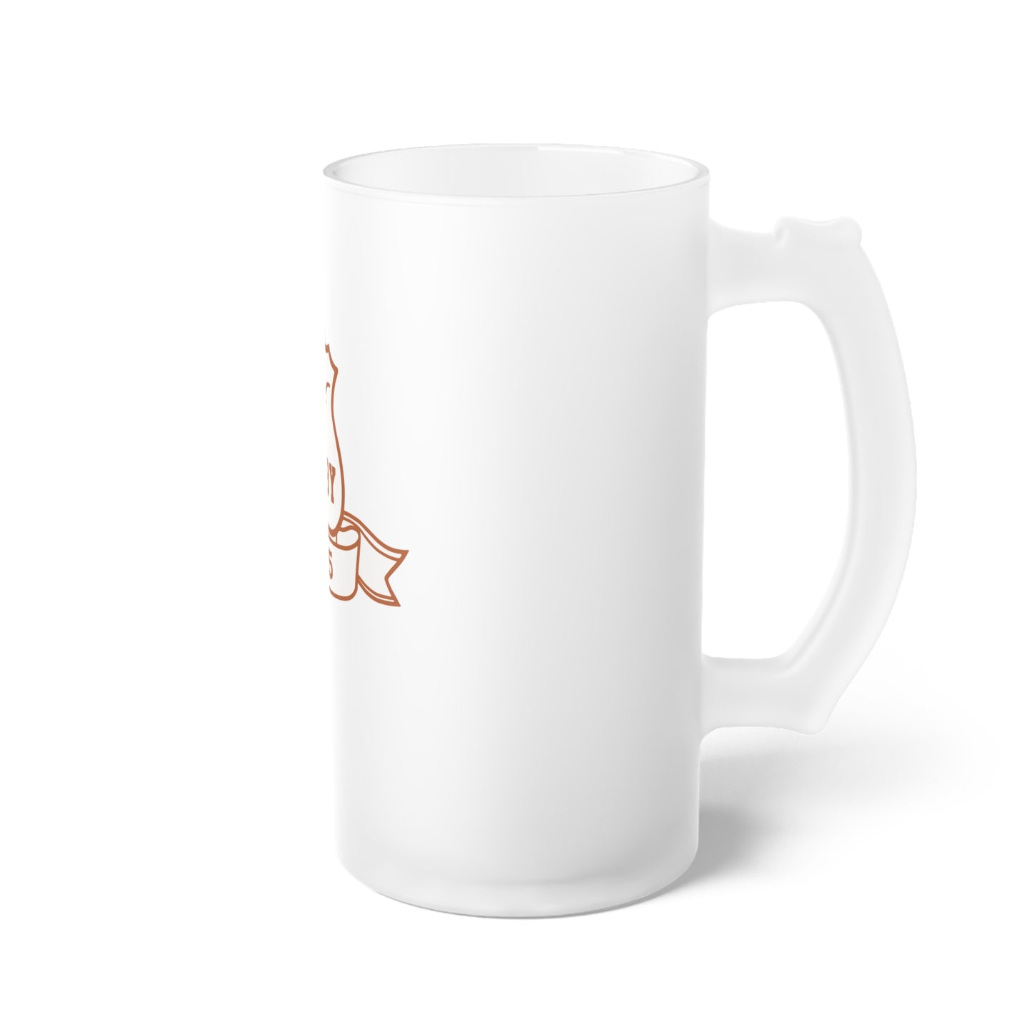 Frosted Glass Beer Mug with Rugby Design - Perfect for Sports Fans and Celebrations
