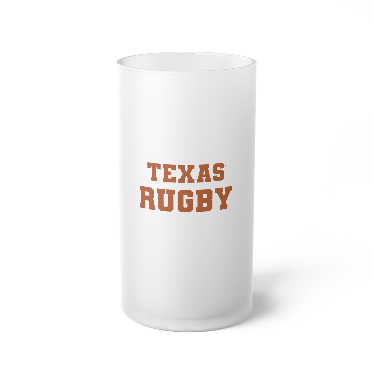 Personalized Texas Rugby Frosted Glass Beer Mug - Perfect for Game Days